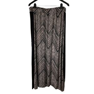 PerSeption Chevron Maxi Skirt 3X Black Side Panel Stretchy Spandex Made in‎ USA